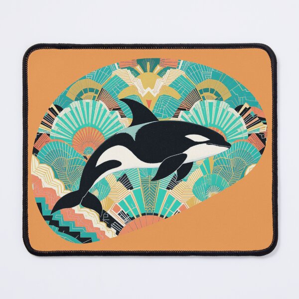 Item preview, Retro Art Deco Orca – Geometric Mosaic Ocean Dream designed and sold by FIREDesignsPOD.