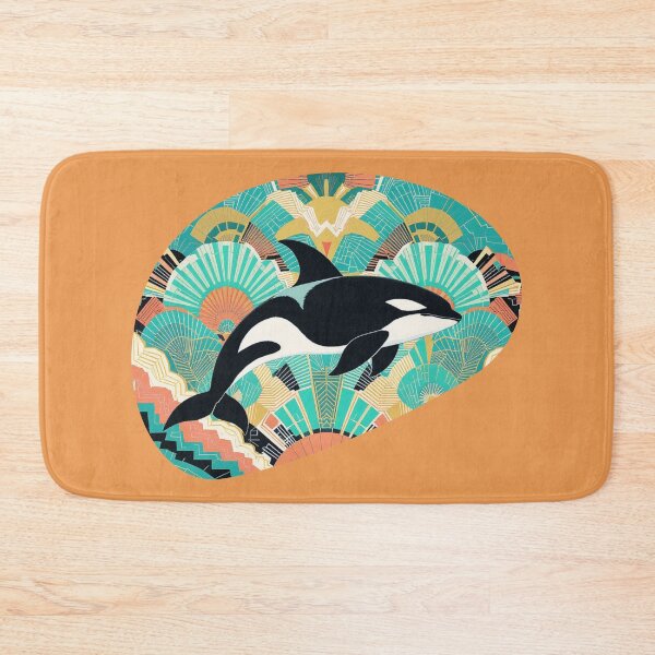 Item preview, Retro Art Deco Orca – Geometric Mosaic Ocean Dream designed and sold by FIREDesignsPOD.