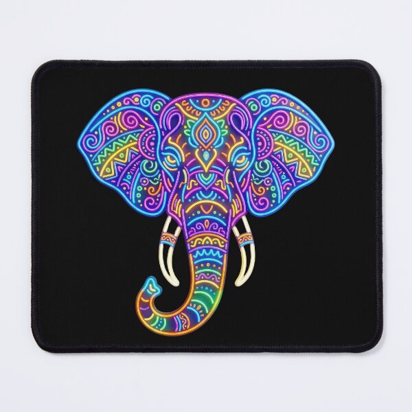 Item preview, Neon Elephant Art – Colorful Tribal Elephant Design for Animal Lovers designed and sold by PlumArtDesign.