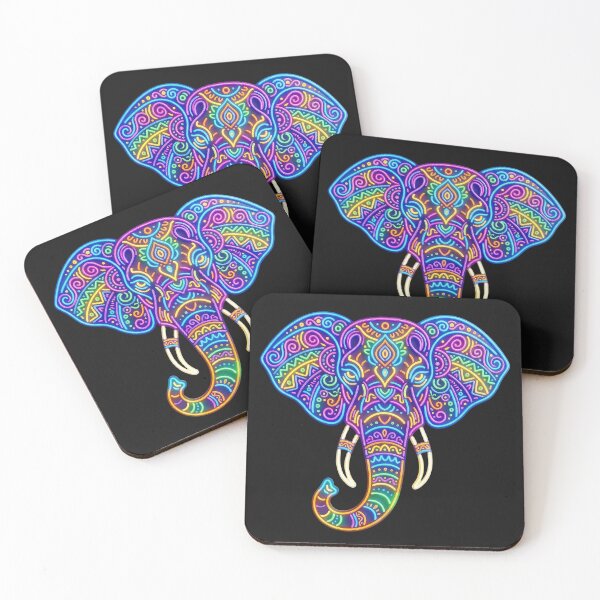 Item preview, Neon Elephant Art – Colorful Tribal Elephant Design for Animal Lovers designed and sold by PlumArtDesign.