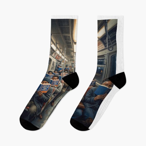Item preview, NYC Subway Commuters Reading NBA Finals Book designed and sold by Home Decor Art.