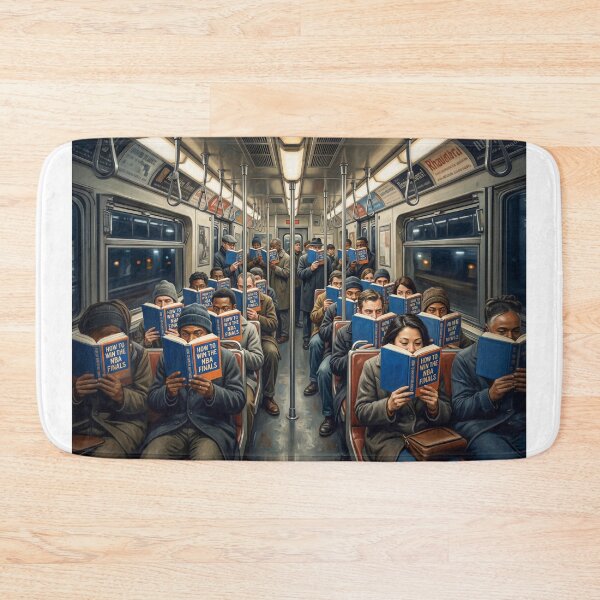 Item preview, NYC Subway Commuters Reading NBA Finals Book designed and sold by Home Decor Art.