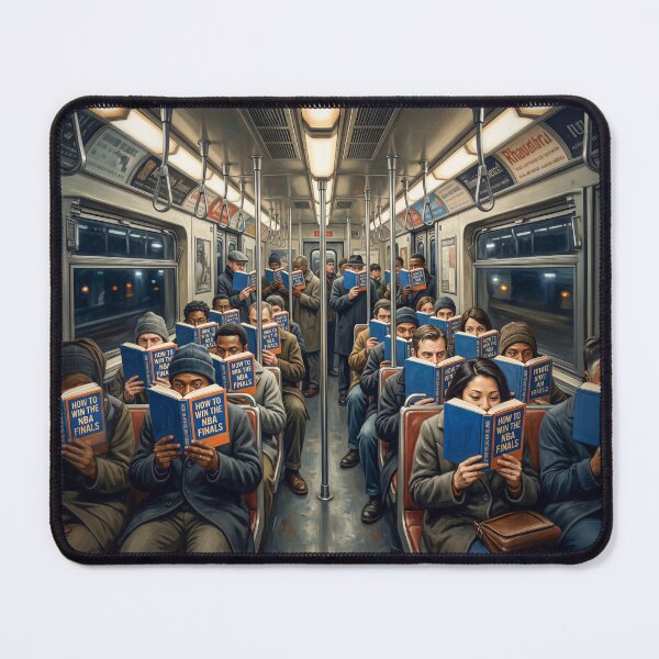 Item preview, NYC Subway Commuters Reading NBA Finals Book designed and sold by Home Decor Art.