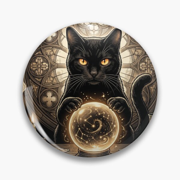 Item preview, Mystical Celestial Black Cat Tarot Reader Art designed and sold by Spiritualwall.