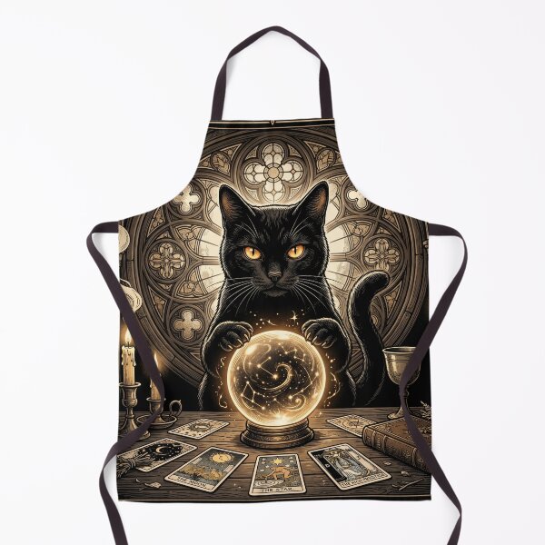Item preview, Mystical Celestial Black Cat Tarot Reader Art designed and sold by Spiritualwall.