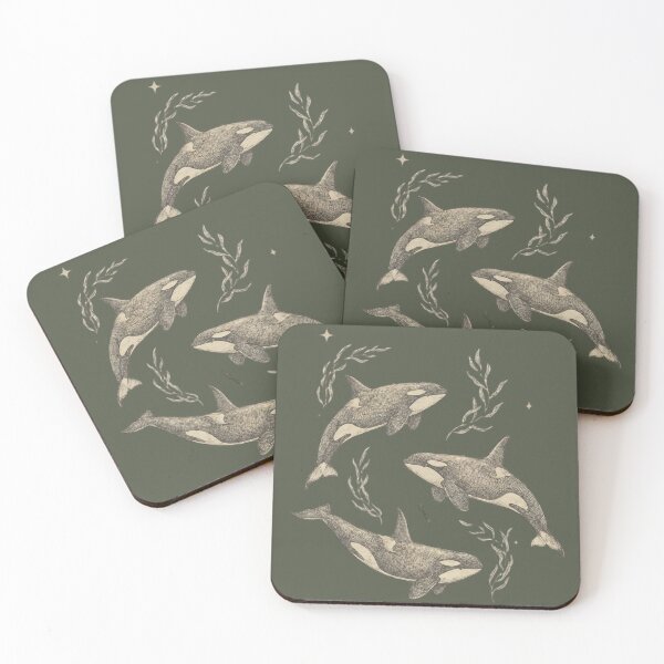Item preview, Cottagecore Celestial Orca Trio – Vintage Nautical Linework designed and sold by FIREDesignsPOD.