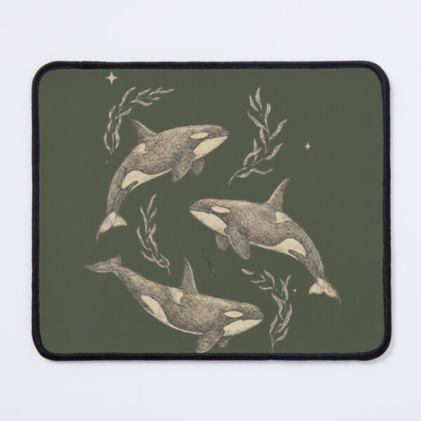 Item preview, Cottagecore Celestial Orca Trio – Vintage Nautical Linework designed and sold by FIREDesignsPOD.