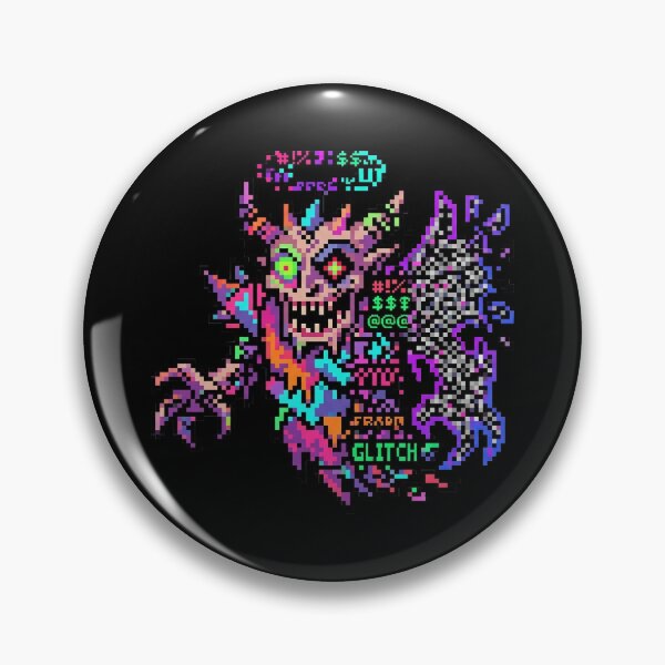 Item preview, Neon Glitch Demon Skull with Corrupted Data and Rainbow Chaos — Psychedelic Horror Dot Art Design designed and sold by Matilda Pixel.