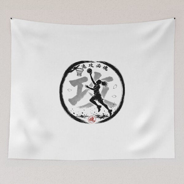 Item preview, 速攻必魂 Women's Basketball Japanese Tamashiji Enso Sumi-e Sticker Art designed and sold by Locker39.
