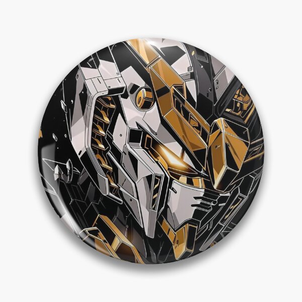 Item preview, Black Gold Mecha Gundam Head – Futuristic Anime Robot Warrior Cyberpunk Art Print designed and sold by Dyan4.