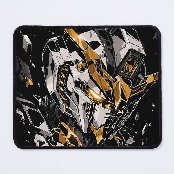 Item preview, Black Gold Mecha Gundam Head – Futuristic Anime Robot Warrior Cyberpunk Art Print designed and sold by Dyan4.