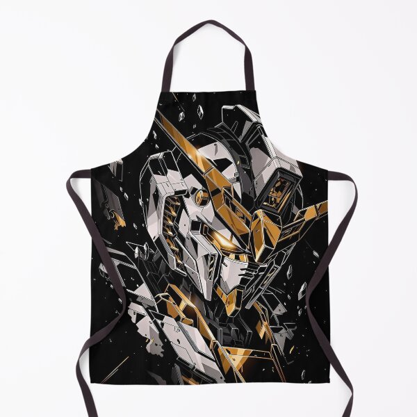 Item preview, Black Gold Mecha Gundam Head – Futuristic Anime Robot Warrior Cyberpunk Art Print designed and sold by Dyan4.