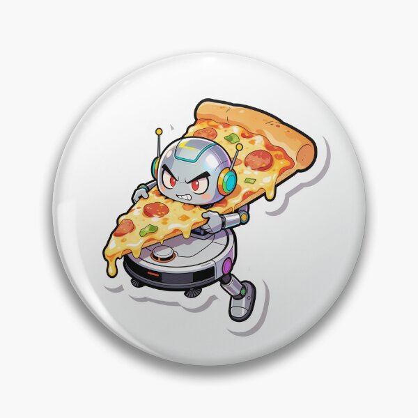 Item preview, Giant Pizza Slice vs Robot Vacuum Funny Struggle Meme Sticker designed and sold by OksArtStudio.