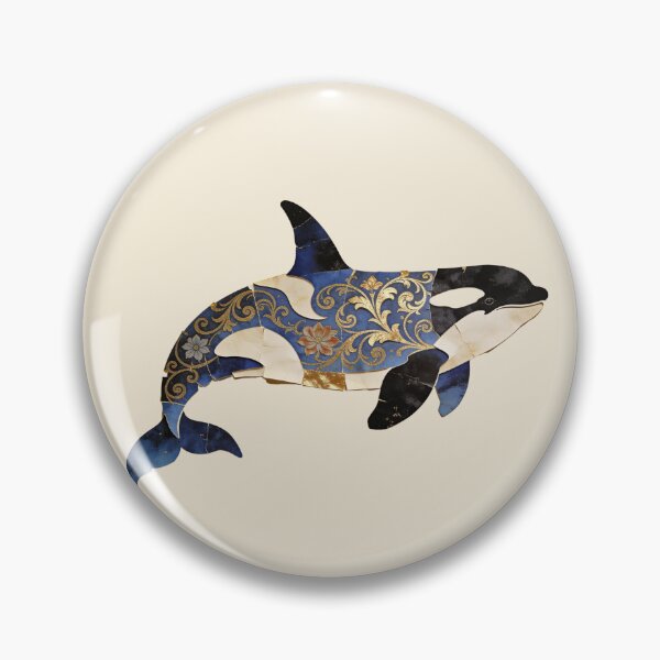 Item preview, Ornate Baroque Orca – Gold Filigree Marine Mosaic designed and sold by FIREDesignsPOD.