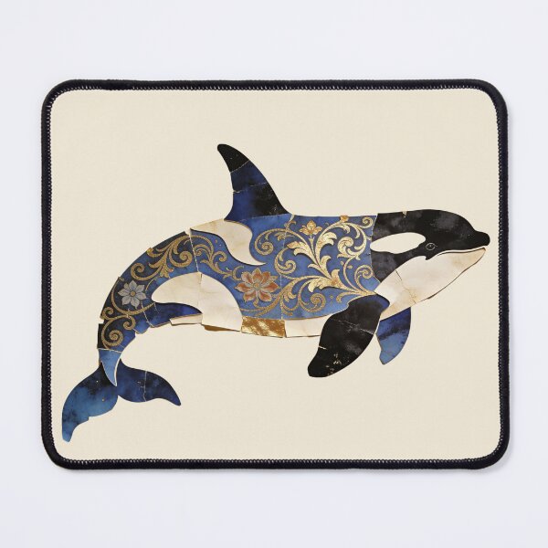Item preview, Ornate Baroque Orca – Gold Filigree Marine Mosaic designed and sold by FIREDesignsPOD.