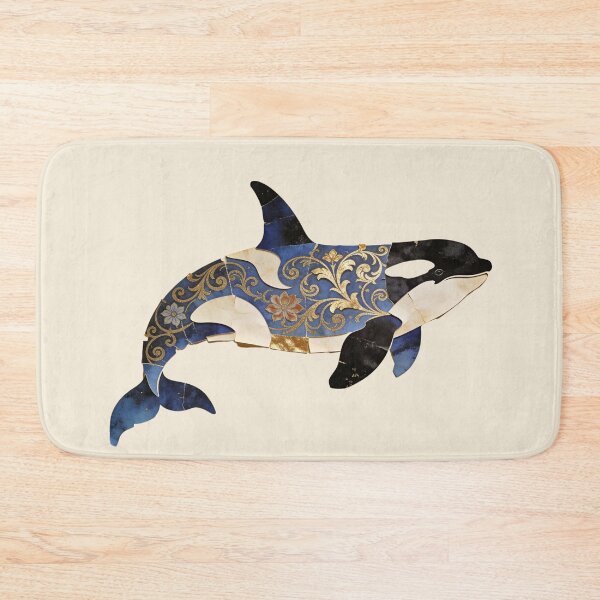 Item preview, Ornate Baroque Orca – Gold Filigree Marine Mosaic designed and sold by FIREDesignsPOD.