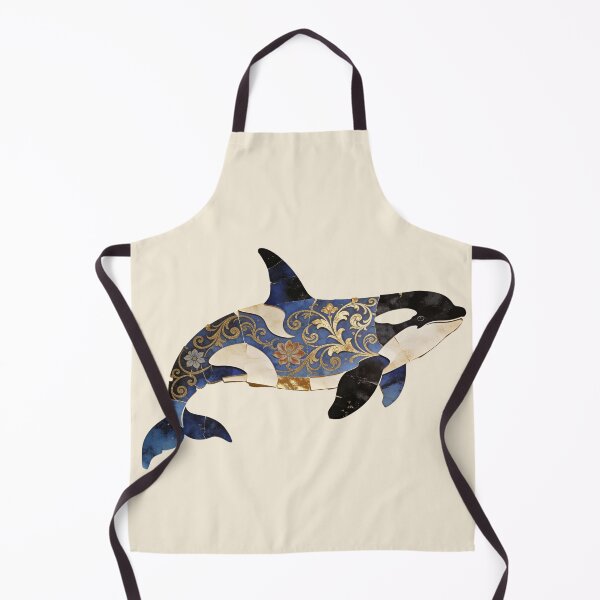 Item preview, Ornate Baroque Orca – Gold Filigree Marine Mosaic designed and sold by FIREDesignsPOD.