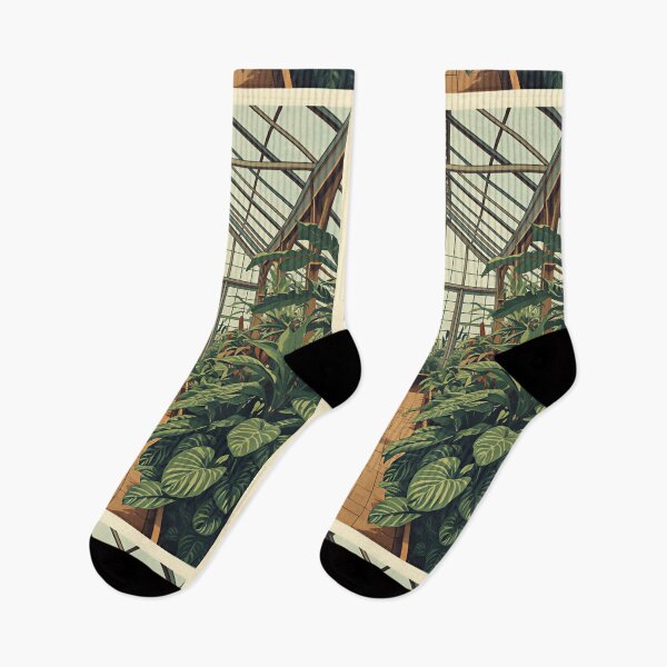 Item preview, Vintage Botanical Greenhouse Interior Plant Lover Artwork designed and sold by Evergreen Horizon Works.