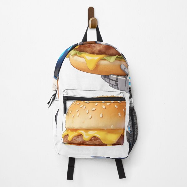 Item preview, Juicy Double Patty Burger – Funny Cartoon Food with Cute Robot designed and sold by OksArtStudio.