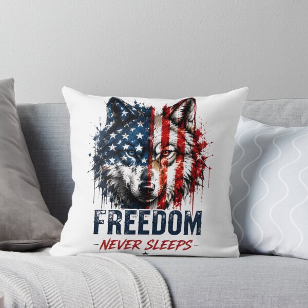 Item preview, Freedom Never Sleeps Patriotic Wolf designed and sold by novaduman.