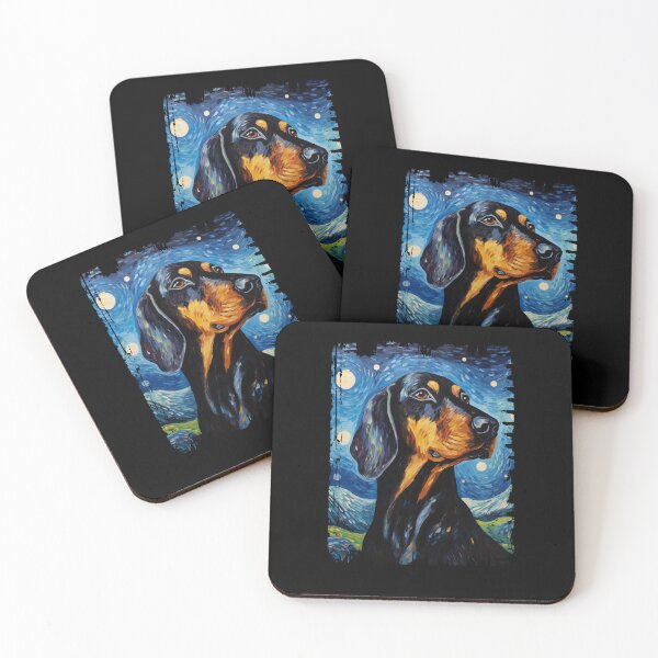 Item preview, Funny Black and Tan Coonhound Starry Night Illustration Mom Dad Kids designed and sold by rafaeltto.