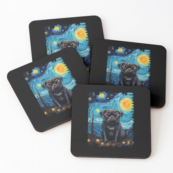 Item preview, Funny Black Pug Starry Night Illustration Mom Dad Kids designed and sold by rafaeltto.