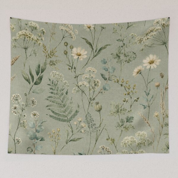 Item preview, Sage Green Wildflower Meadow Pattern designed and sold by ArtDesignRemix.
