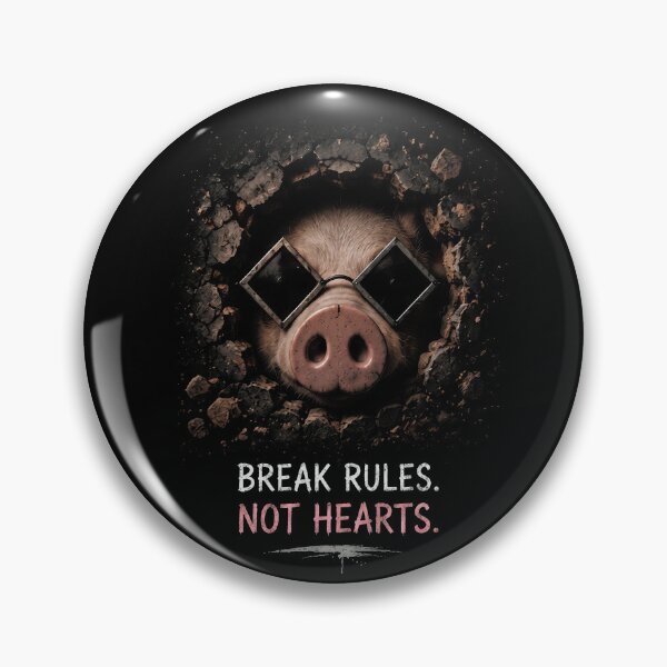 Item preview, Break Rules Not Hearts Funny Pig Wall Burst Streetwear T-Shirt designed and sold by IXM_CREATION.