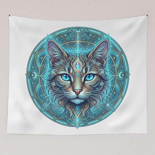 Item preview, Mystical Cosmic Cat Mandala designed and sold by Spiritualwall.
