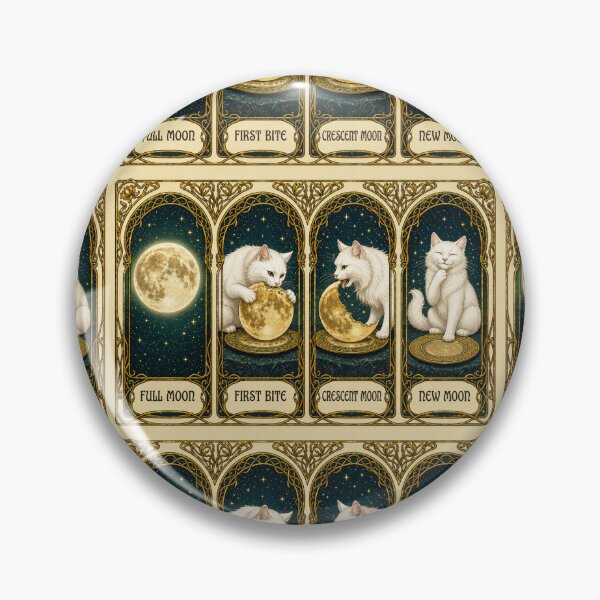 Item preview, The Moon Is Made of Green Cheese — White Cat Lunar Feast | Art Nouveau Fantasy Print designed and sold by SammyMorry.