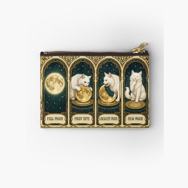 Item preview, The Moon Is Made of Green Cheese — White Cat Lunar Feast | Art Nouveau Fantasy Print designed and sold by SammyMorry.
