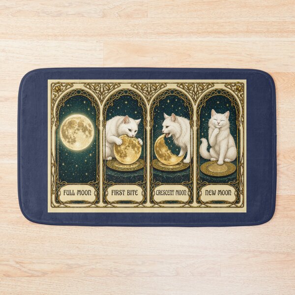 Item preview, The Moon Is Made of Green Cheese — White Cat Lunar Feast | Art Nouveau Fantasy Print designed and sold by SammyMorry.