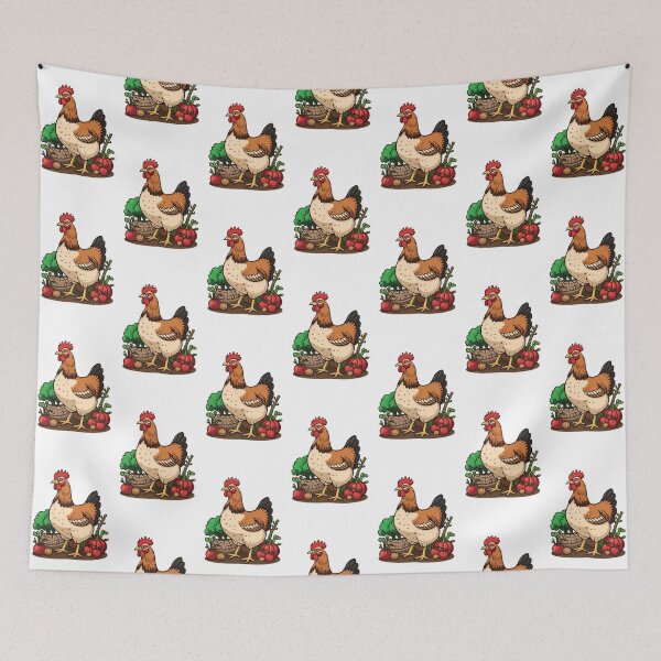 Item preview, Backyard Chicken and Garden Harvest Farm Life Illustration designed and sold by Evergreen Horizon Works.