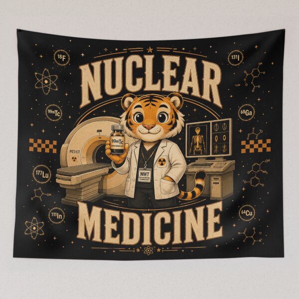 Item preview, Cute Tiger Nuclear Medicine Technologist Throw Blanket Retro PET CT Imaging Lu177 Ga68 Healthcare Week Gift Bedding Decor designed and sold by ClinicalHubs.