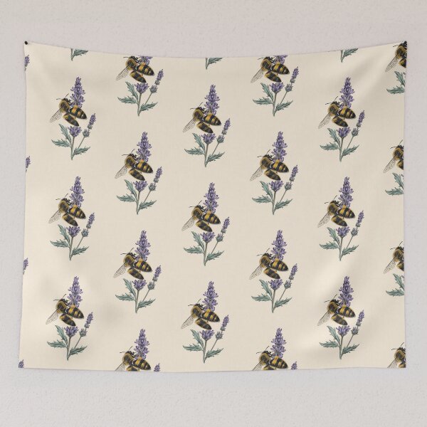 Item preview, Vintage Bumblebee Pollinating Lavender Botanical Illustration designed and sold by Evergreen Horizon Works.