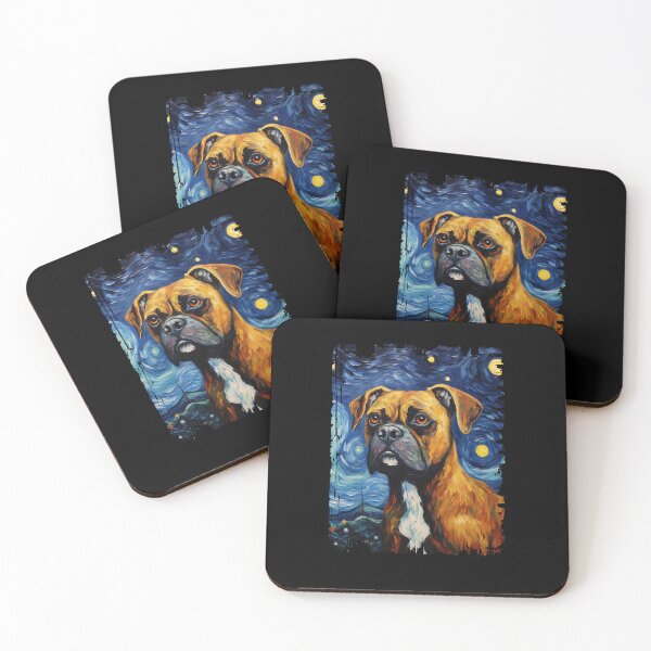 Item preview, Funny Boxer Dog Starry Night Illustration Mom Dad Kids designed and sold by rafaeltto.