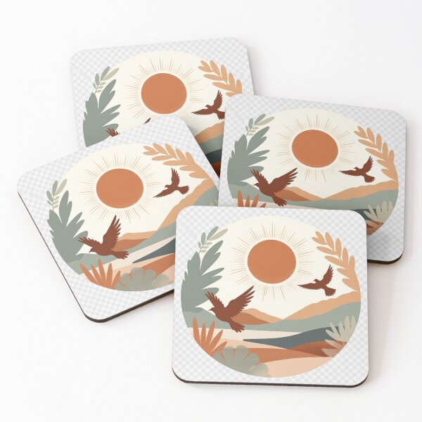 Item preview, Boho Birds Sunset Landscape | Sage Green & Terracotta Wall Art designed and sold by GalleryPeak.