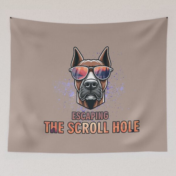 Item preview, Escaping the Scroll Hole - Funny Digital Detox Dog designed and sold by GraphicComet.