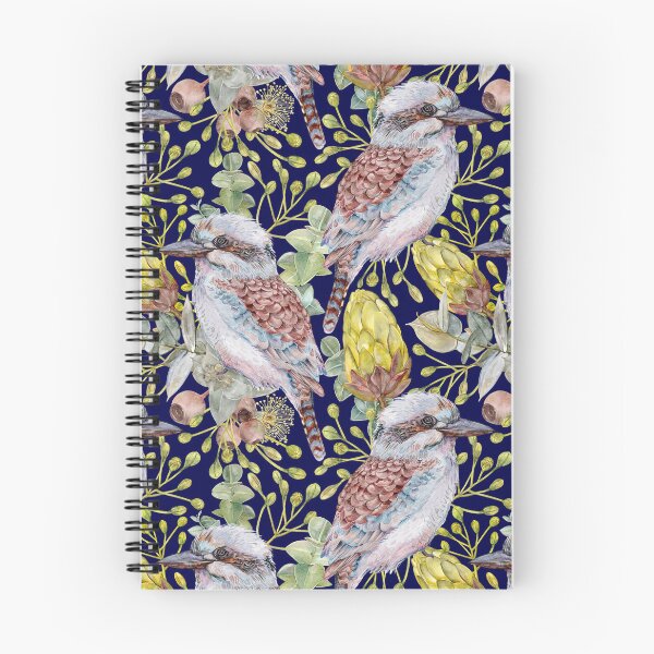 Item preview, Australian Kookaburra Bushland Botanical Navy Blue designed and sold by Sketchbook Designs.