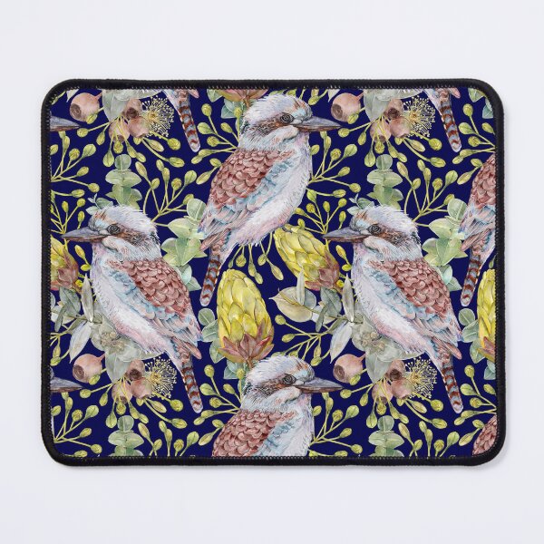 Item preview, Australian Kookaburra Bushland Botanical Navy Blue designed and sold by Sketchbook Designs.