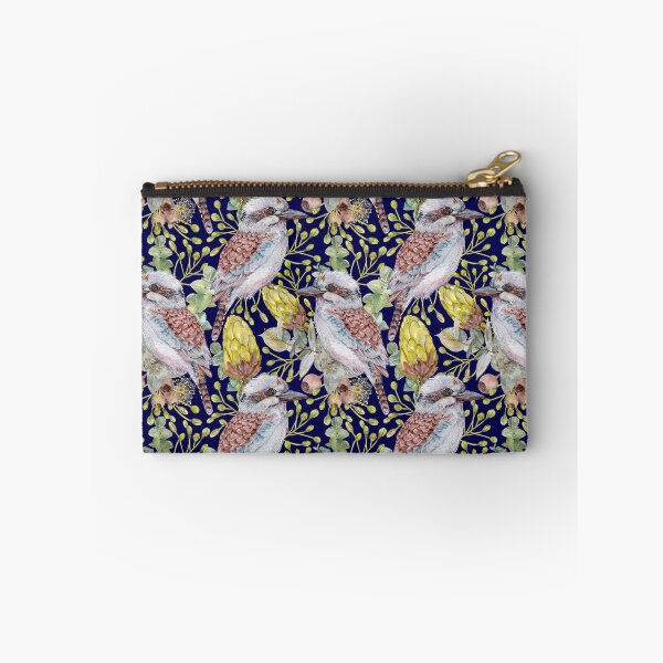 Item preview, Australian Kookaburra Bushland Botanical Navy Blue designed and sold by Sketchbook Designs.