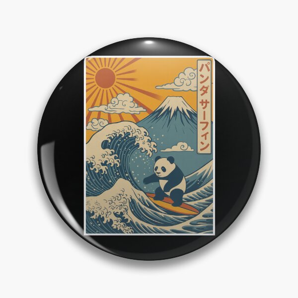 Item preview, Panda Surfing Kanagawa Japanese Vintage designed and sold by suhairee-studio.
