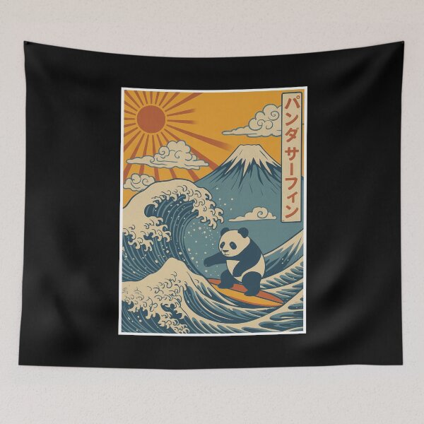 Item preview, Panda Surfing Kanagawa Japanese Vintage designed and sold by suhairee-studio.