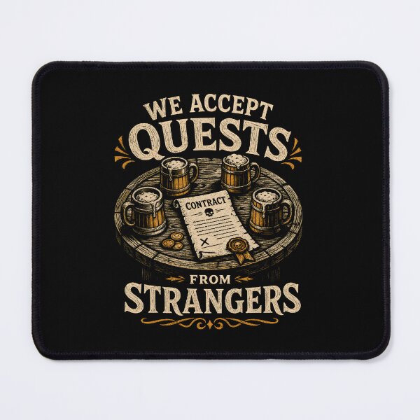 Item preview, We Accept Quests From Strangers Vintage Tavern Table Art designed and sold by Fenay Designs.