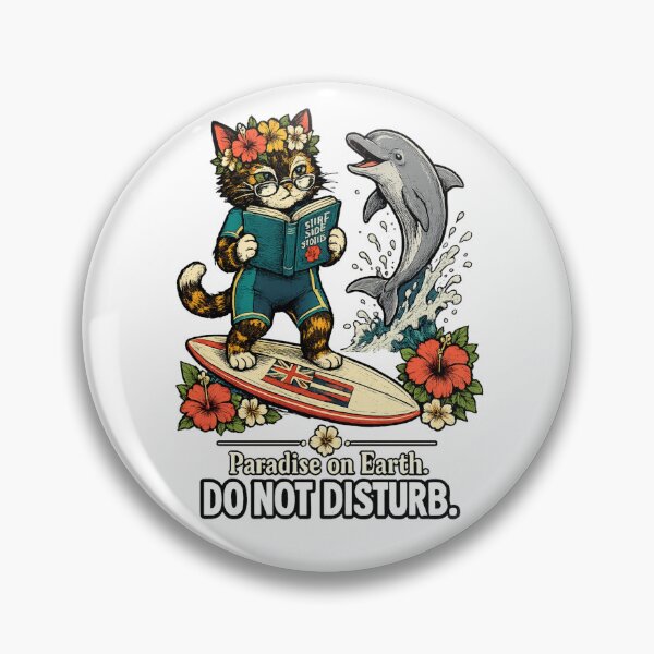 Item preview, Unbothered in Hawaii — Surfboard Cat Reading Humor Gift designed and sold by Martin's_Design.
