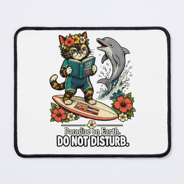 Item preview, Unbothered in Hawaii — Surfboard Cat Reading Humor Gift designed and sold by Martin's_Design.
