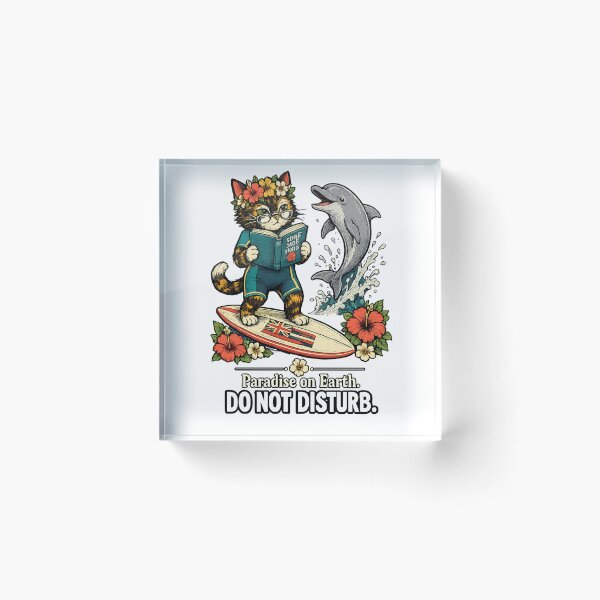Item preview, Unbothered in Hawaii — Surfboard Cat Reading Humor Gift designed and sold by Martin's_Design.
