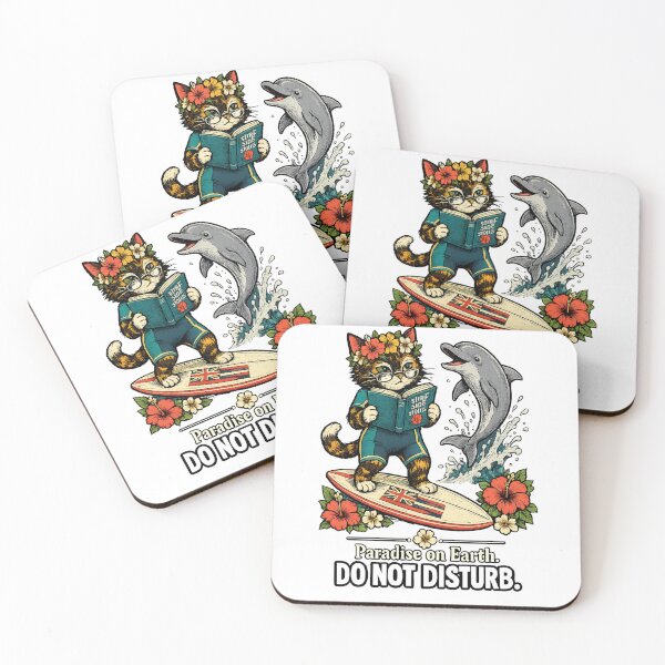 Item preview, Unbothered in Hawaii — Surfboard Cat Reading Humor Gift designed and sold by Martin's_Design.