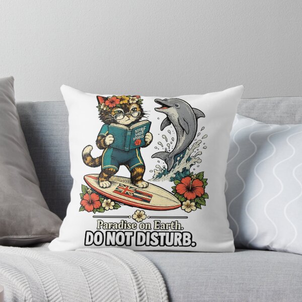 Item preview, Unbothered in Hawaii — Surfboard Cat Reading Humor Gift designed and sold by Martin's_Design.