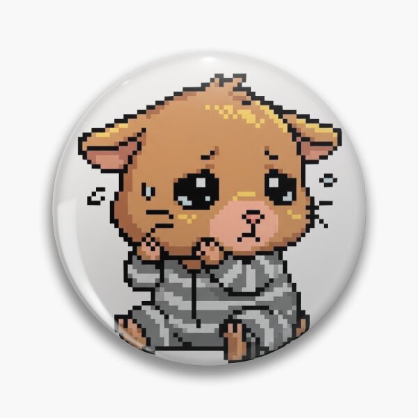 Item preview, Sad Kawaii Hamster in Prison Stripes with Ball and Chain — Cute Guilty Animal Dot Art Design designed and sold by Matilda Pixel.